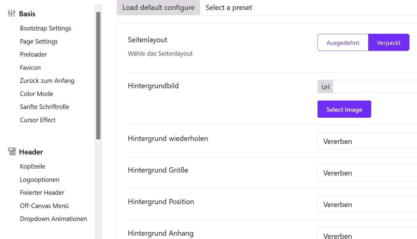 Deutsches Backend Screenshot